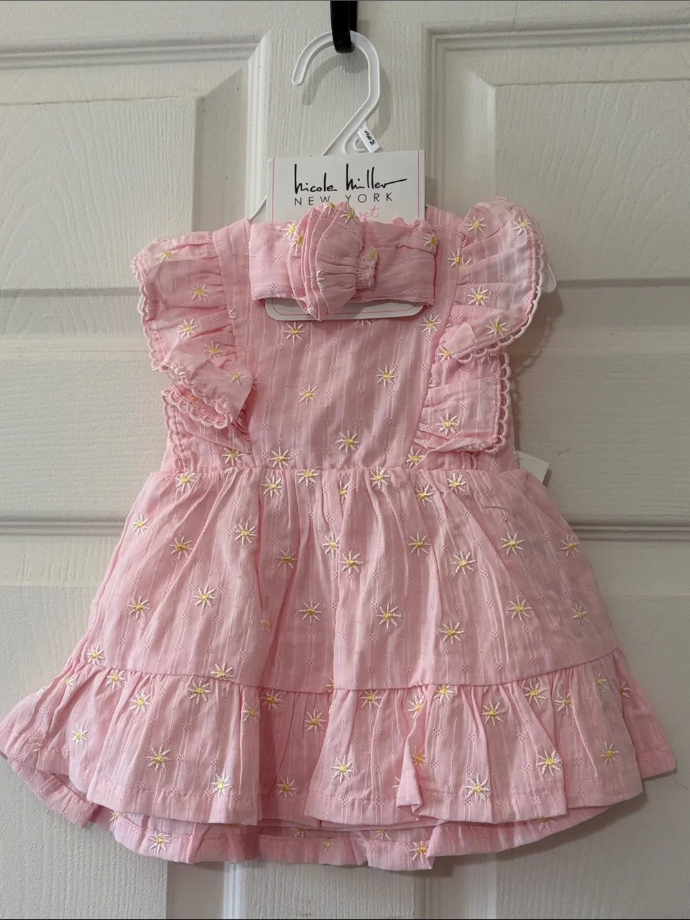 NWT Nicole Miller New York Pink Embroidered Baby Dress